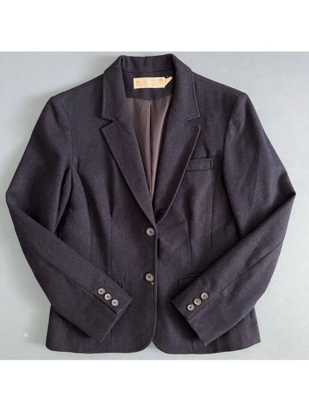 Vintage‎ Pendleton Navy Blue Virgin Wool Double Button Blazer Womens Jacket